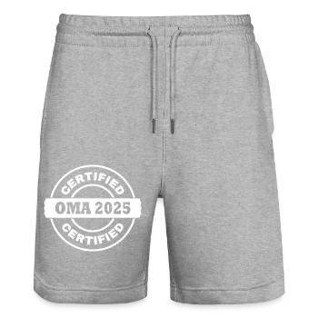 Oma 2025 - Stanley/Stella Unisex Bio Joggingshorts Trainer  - Grau meliert - Vorne - Nik (191cm) & Marisol (170cm)