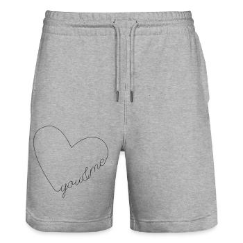 Ligne de cœur Toi et moi - Short de jogging bio TRAINER Stanley/Stella unisexe - gris chiné - Devant - Nik (191cm) & Marisol (170cm)