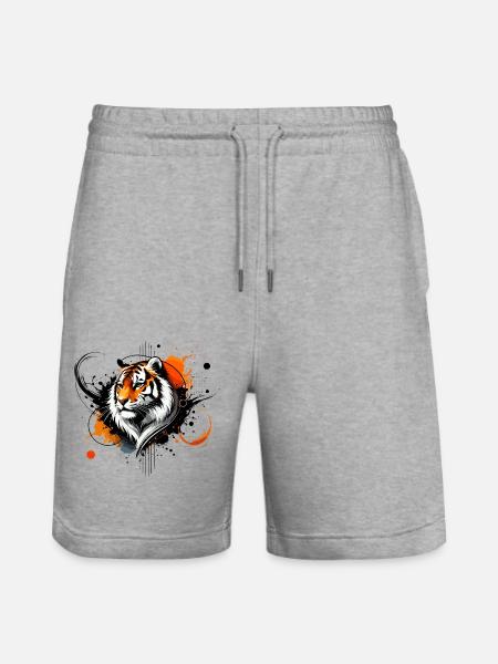 Buntes Aquarell Tiger - Stanley/Stella Unisex Bio Joggingshorts Trainer  - Grau meliert