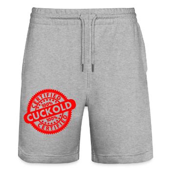 cuckold - Stanley/Stella Unisex Bio Joggingshorts Trainer  - Grau meliert - Vorne - Nik (191cm) & Marisol (170cm)