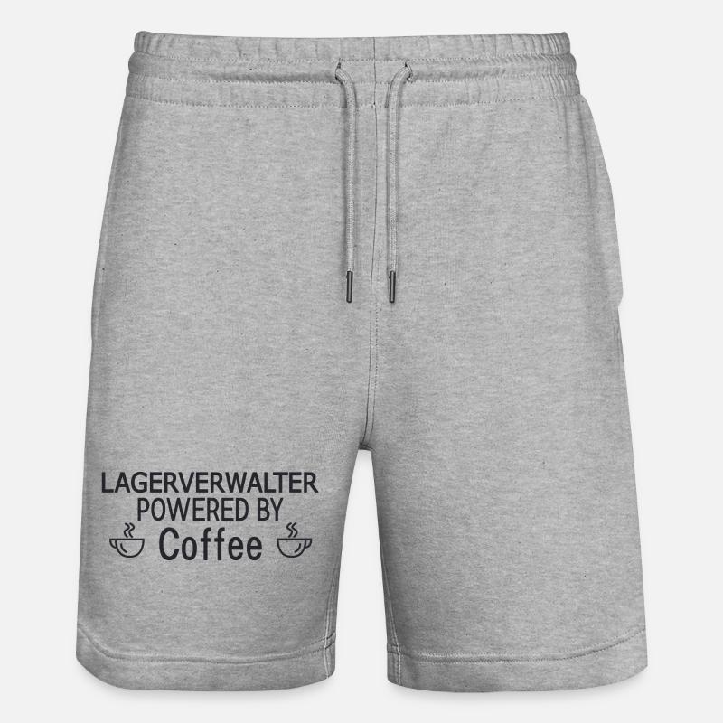Lagerverwalter Powered By Coffee - Stanley/Stella Unisex Bio Joggingshorts Trainer  - Grau meliert