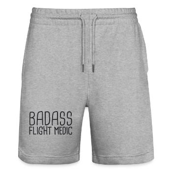 Flight Medic Badass Luftrettung - Stanley/Stella Unisex Bio Joggingshorts Trainer  - Grau meliert - Vorne - Nik (191cm) & Marisol (170cm)