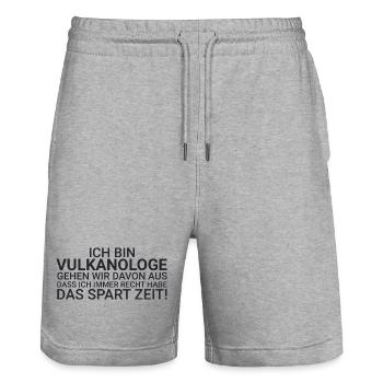Vulkanologe Zeit Sparen Vulkanologie - Stanley/Stella Unisex Bio Joggingshorts Trainer  - Grau meliert - Vorne - Nik (191cm) & Marisol (170cm)