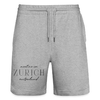Zürich, Schweiz Stil Design T-Shirt - Stanley/Stella Unisex Bio Joggingshorts Trainer  - Grau meliert - Vorne - Nik (191cm) & Marisol (170cm)