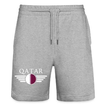 Qatar Style Design T-Shirt - Short de jogging bio TRAINER Stanley/Stella unisexe - gris chiné - Devant - Nik (191cm) & Marisol (170cm)