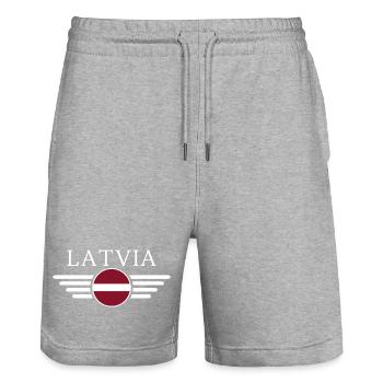 Latvia T-Shirt: Elegance, Nature, Culture - Stanley/Stella Trainer Unisex Organic Jogging Shorts - heather grey - Front - Nik (191cm) & Marisol (170cm)