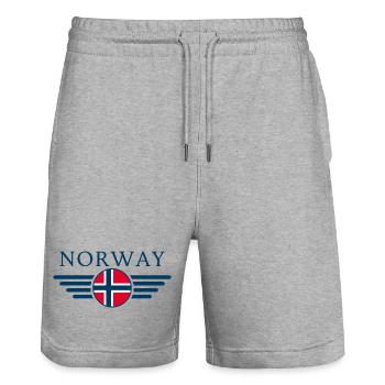 Norwegen Stil Design T-Shirt - Stanley/Stella Unisex Bio Joggingshorts Trainer  - Grau meliert - Vorne - Nik (191cm) & Marisol (170cm)
