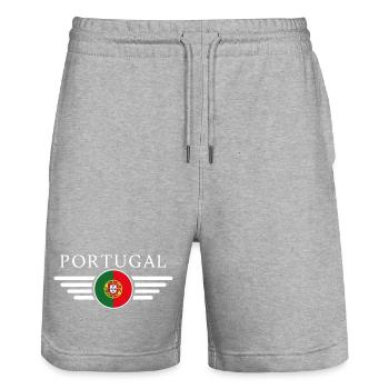 Portugal T-Shirt: Sun, Sea, Style - Stanley/Stella Trainer Unisex Organic Jogging Shorts - heather grey - Front - Nik (191cm) & Marisol (170cm)