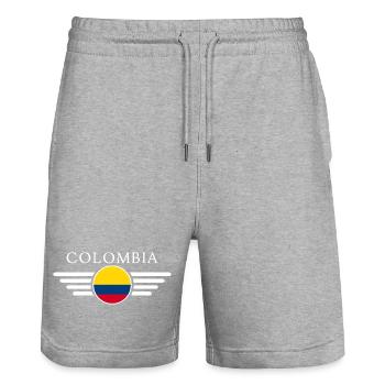 T-shirt design de style colombien - Short de jogging bio TRAINER Stanley/Stella unisexe - gris chiné - Devant - Nik (191cm) & Marisol (170cm)