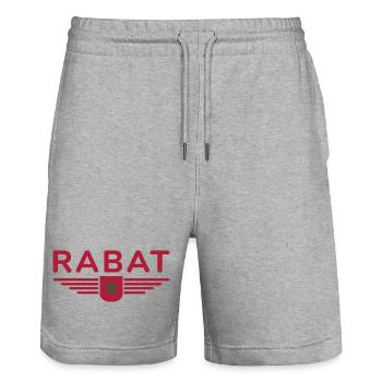 Marokko Rabat Fan Outfit Design T Shirt - Stanley/Stella Unisex Bio Joggingshorts Trainer  - Grau meliert - Vorne - Nik (191cm) & Marisol (170cm)