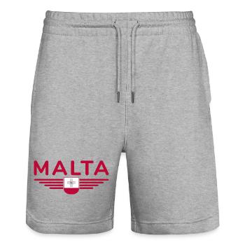 Malta T-Shirt – Für Insel-Fans - Stanley/Stella Unisex Bio Joggingshorts Trainer  - Grau meliert - Vorne - Nik (191cm) & Marisol (170cm)