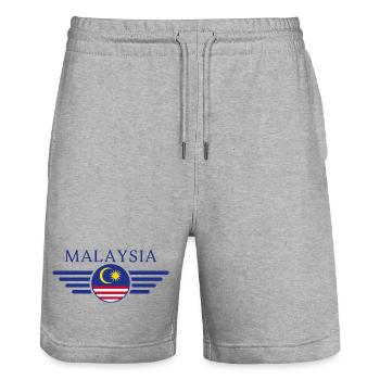 Malaysia Stil Design T-Shirt - Stanley/Stella Unisex Bio Joggingshorts Trainer  - Grau meliert - Vorne - Nik (191cm) & Marisol (170cm)