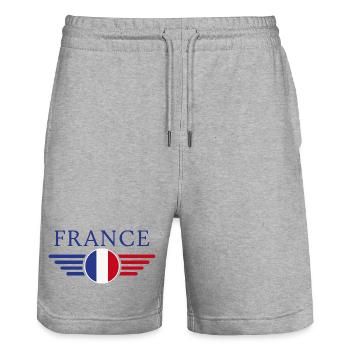 J’aime la France Elegance Style Design T-Shirt - Short de jogging bio TRAINER Stanley/Stella unisexe - gris chiné - Devant - Nik (191cm) & Marisol (170cm)