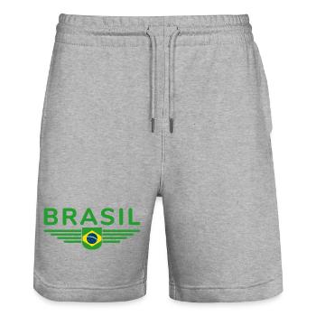 I Love Brazil Outfit T-Shirt Design Gift - Stanley/Stella Trainer Unisex Organic Jogging Shorts - heather grey - Front - Nik (191cm) & Marisol (170cm)