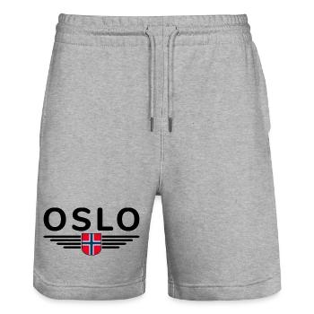Oslo T-shirt for fans and Norway lovers - Stanley/Stella Trainer Unisex Organic Jogging Shorts - heather grey - Front - Nik (191cm) & Marisol (170cm)
