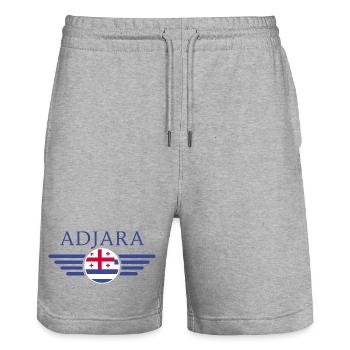 J’aime l’Adjara, T-shirt design de style élégance - Short de jogging bio TRAINER Stanley/Stella unisexe - gris chiné - Devant - Nik (191cm) & Marisol (170cm)