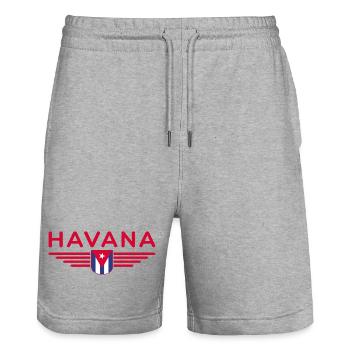 Style Havane – Parfait pour les fans - Short de jogging bio TRAINER Stanley/Stella unisexe - gris chiné - Devant - Nik (191cm) & Marisol (170cm)