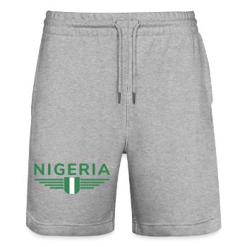Nigeria Design – Show your love for the country - Stanley/Stella Trainer Unisex Organic Jogging Shorts - heather grey - Front - Nik (191cm) & Marisol (170cm)