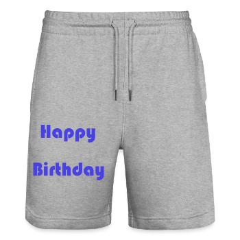 ALLES GUTE ZUM GEBURTSTAG. ALLES GUTE ZUM GEBURTSTAG. JAHRESTAG. - Stanley/Stella Unisex Bio Joggingshorts Trainer  - Grau meliert - Vorne - Nik (191cm) & Marisol (170cm)