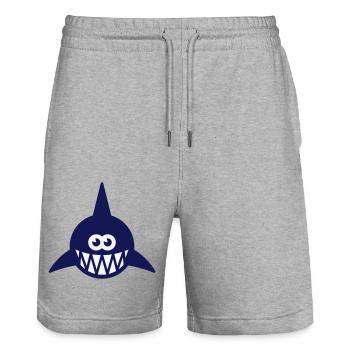 Le poisson montre des dents (requin / requin / poisson prédateur, 2C) - Short de jogging bio TRAINER Stanley/Stella unisexe - gris chiné - Devant - Nik (191cm) & Marisol (170cm)