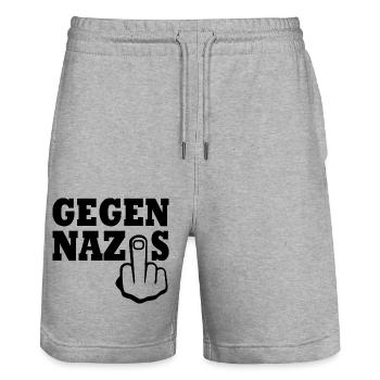 Gegen nazis Mittelfinger - Stanley/Stella Unisex Bio Joggingshorts Trainer  - Grau meliert - Vorne - Nik (191cm) & Marisol (170cm)