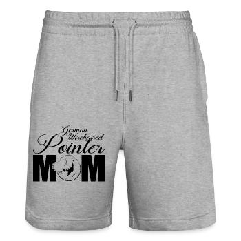 German Wirehaired Pointer Profil Mom Wilsigns - Stanley/Stella Unisex Bio Joggingshorts Trainer  - Grau meliert - Vorne - Nik (191cm) & Marisol (170cm)