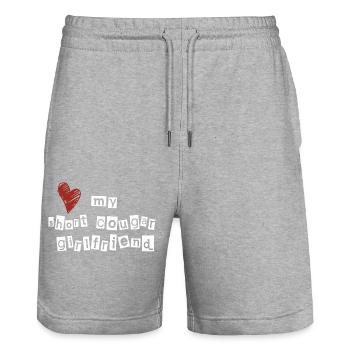 Love my short cougar girlfriend - Stanley/Stella Trainer Unisex Organic Jogging Shorts - heather grey - Front - Nik (191cm) & Marisol (170cm)