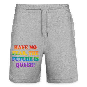 Have no fear the future is queer - Stanley/Stella Trainer Unisex Organic Jogging Shorts - heather grey - Front - Nik (191cm) & Marisol (170cm)
