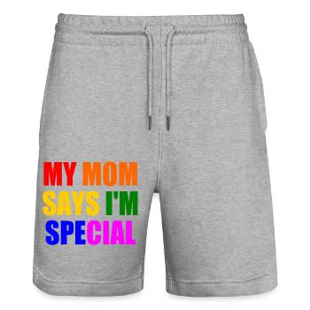 my mom says i'm special - Stanley/Stella Unisex Bio Joggingshorts Trainer  - Grau meliert - Vorne - Nik (191cm) & Marisol (170cm)