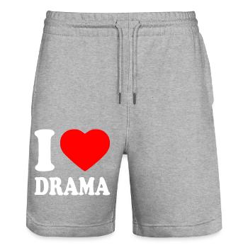 I love drama - Short de jogging bio TRAINER Stanley/Stella unisexe - gris chiné - Devant - Nik (191cm) & Marisol (170cm)