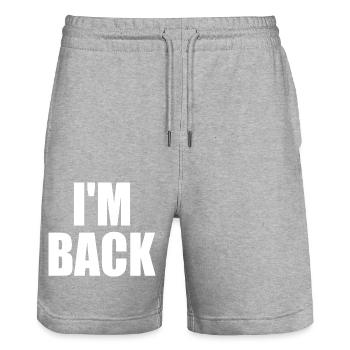 I'm back - Stanley/Stella Trainer Unisex Organic Jogging Shorts - heather grey - Front - Nik (191cm) & Marisol (170cm)