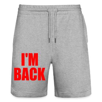 Im back - Stanley/Stella Trainer Unisex Organic Jogging Shorts - heather grey - Front - Nik (191cm) & Marisol (170cm)