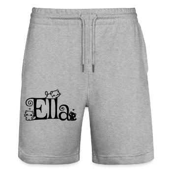 Ella Name Vorname Kätzchenname - Stanley/Stella Unisex Bio Joggingshorts Trainer  - Grau meliert - Vorne - Nik (191cm) & Marisol (170cm)