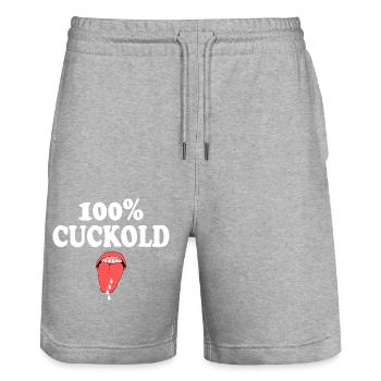 cuckold - Stanley/Stella Unisex Bio Joggingshorts Trainer  - Grau meliert - Vorne - Nik (191cm) & Marisol (170cm)