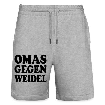 omas gegen weidel - Stanley/Stella Unisex Bio Joggingshorts Trainer  - Grau meliert - Vorne - Nik (191cm) & Marisol (170cm)