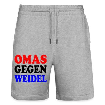 omas gegen weidel - Stanley/Stella Unisex Bio Joggingshorts Trainer  - Grau meliert - Vorne - Nik (191cm) & Marisol (170cm)