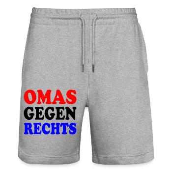 Omas gegen rechts - Stanley/Stella Unisex Bio Joggingshorts Trainer  - Grau meliert - Vorne - Nik (191cm) & Marisol (170cm)