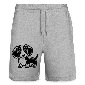 Dachshund - Stanley/Stella Trainer Unisex Organic Jogging Shorts - heather grey - Front - Nik (191cm) & Marisol (170cm)
