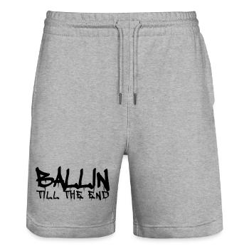 BASKETBALL - BALLIN TILL THE END - SPRUCH - Stanley/Stella Trainer Unisex Organic Jogging Shorts - heather grey - Front - Nik (191cm) & Marisol (170cm)