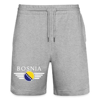 T-shirt Bosnie : la diversité réunie sur un seul t-shirt - Short de jogging bio TRAINER Stanley/Stella unisexe - gris chiné - Devant - Nik (191cm) & Marisol (170cm)