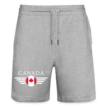 Canada Style Design T-Shirt - Stanley/Stella Trainer Unisex Organic Jogging Shorts - heather grey - Front - Nik (191cm) & Marisol (170cm)