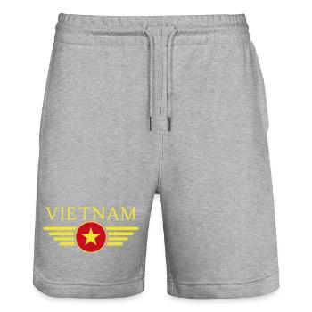 T-shirt de conception de style vietnamien - Short de jogging bio TRAINER Stanley/Stella unisexe - gris chiné - Devant - Nik (191cm) & Marisol (170cm)