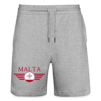J’aime Malte, T-shirt design de style élégance - Short de jogging bio TRAINER Stanley/Stella unisexe - gris chiné - Devant - Nik (191cm) & Marisol (170cm)