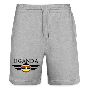 Ich liebe Uganda, Eleganz Stil Design T-Shirt - Stanley/Stella Unisex Bio Joggingshorts Trainer  - Grau meliert - Vorne - Nik (191cm) & Marisol (170cm)