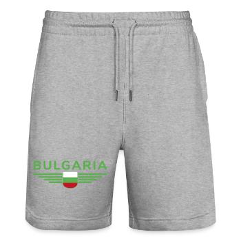 Bulgaria Design – Love for Culture - Stanley/Stella Trainer Unisex Organic Jogging Shorts - heather grey - Front - Nik (191cm) & Marisol (170cm)