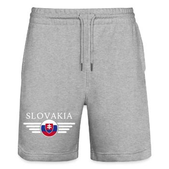 Slovakia T-Shirt: Castles, Nature, Tradition - Stanley/Stella Trainer Unisex Organic Jogging Shorts - heather grey - Front - Nik (191cm) & Marisol (170cm)