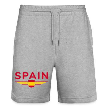 Ich liebe Spanien, Design T-Shirt Outfit - Stanley/Stella Unisex Bio Joggingshorts Trainer  - Grau meliert - Vorne - Nik (191cm) & Marisol (170cm)
