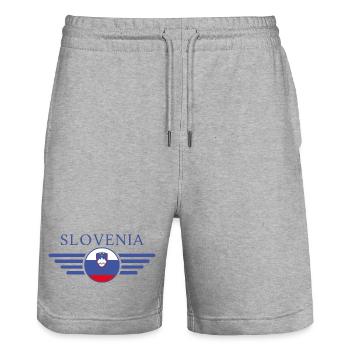 J’aime la Slovénie, T-shirt design de style élégance - Short de jogging bio TRAINER Stanley/Stella unisexe - gris chiné - Devant - Nik (191cm) & Marisol (170cm)