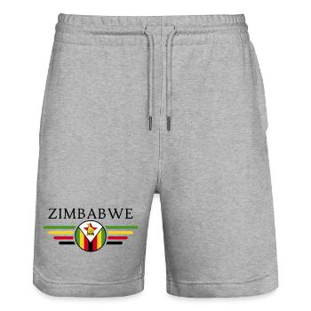 Ich liebe Simbabwe, Eleganz Stil Design T-Shirt - Stanley/Stella Unisex Bio Joggingshorts Trainer  - Grau meliert - Vorne - Nik (191cm) & Marisol (170cm)