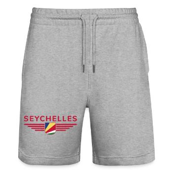 Seychelles fans: T-shirts for island dreams - Stanley/Stella Trainer Unisex Organic Jogging Shorts - heather grey - Front - Nik (191cm) & Marisol (170cm)